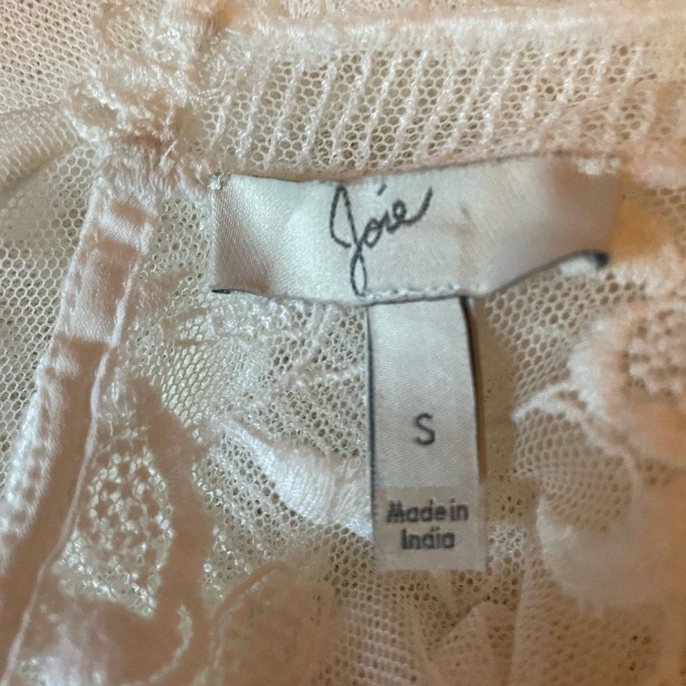 Joie Jaelin lace top; sheer with lace cami; long sleeve; cream - Picture 5 of 6